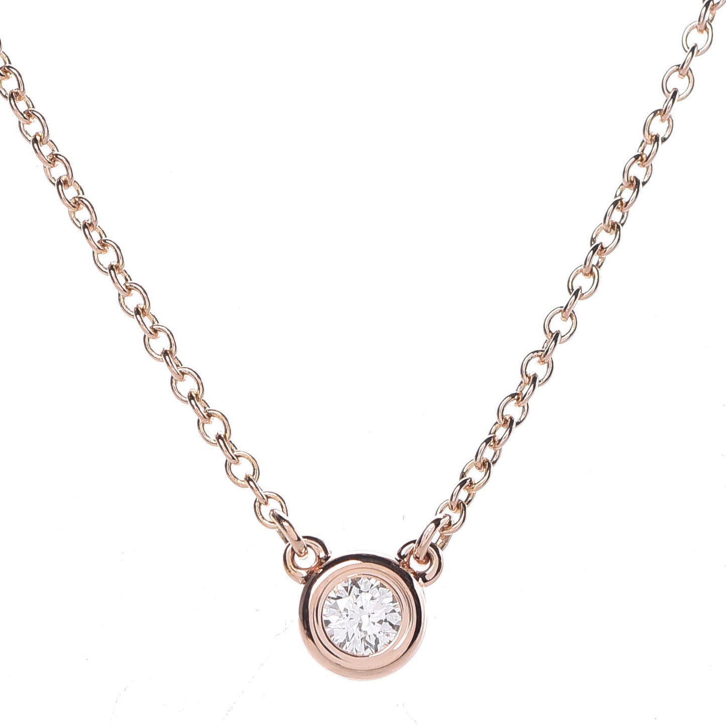 18K Rose Gold Diamond .07ct Elsa Peretti Diamonds by the Yard Pendant Necklace