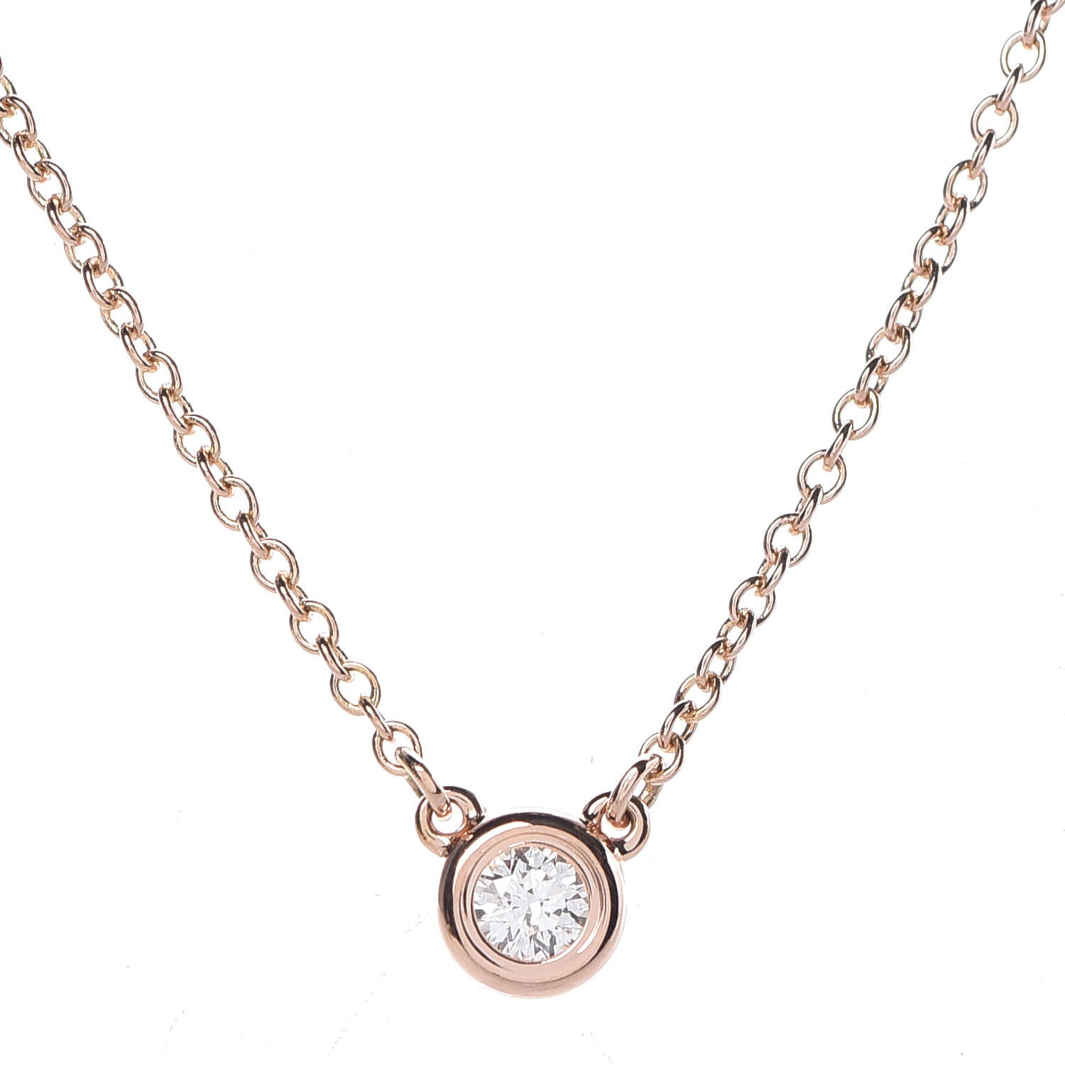 Tiffany 18K Rose Gold Diamond .07ct Elsa Peretti Diamonds by the Yard Pendant Necklace 4 of 9