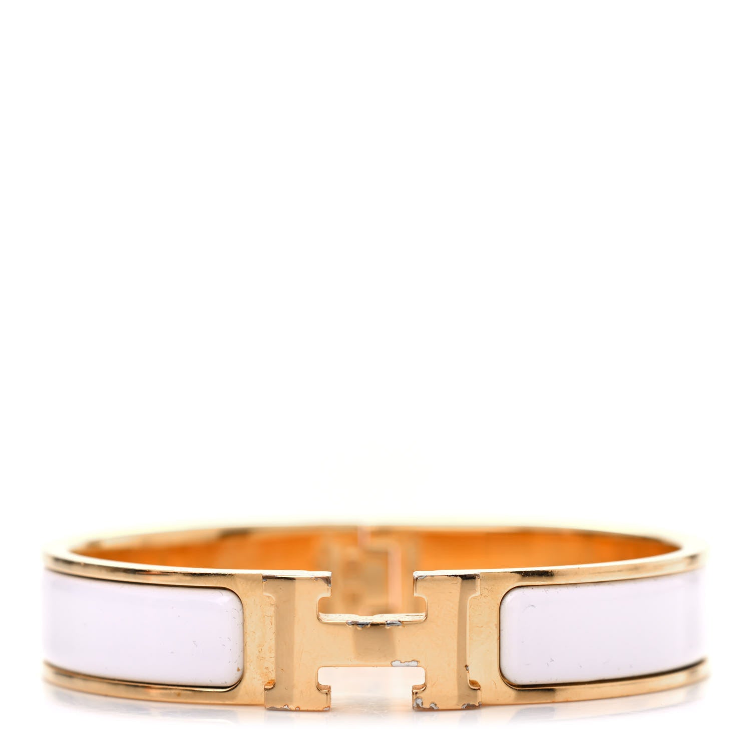 Hermes Enamel Narrow Clic Clac H Bracelet S White 1 of 5