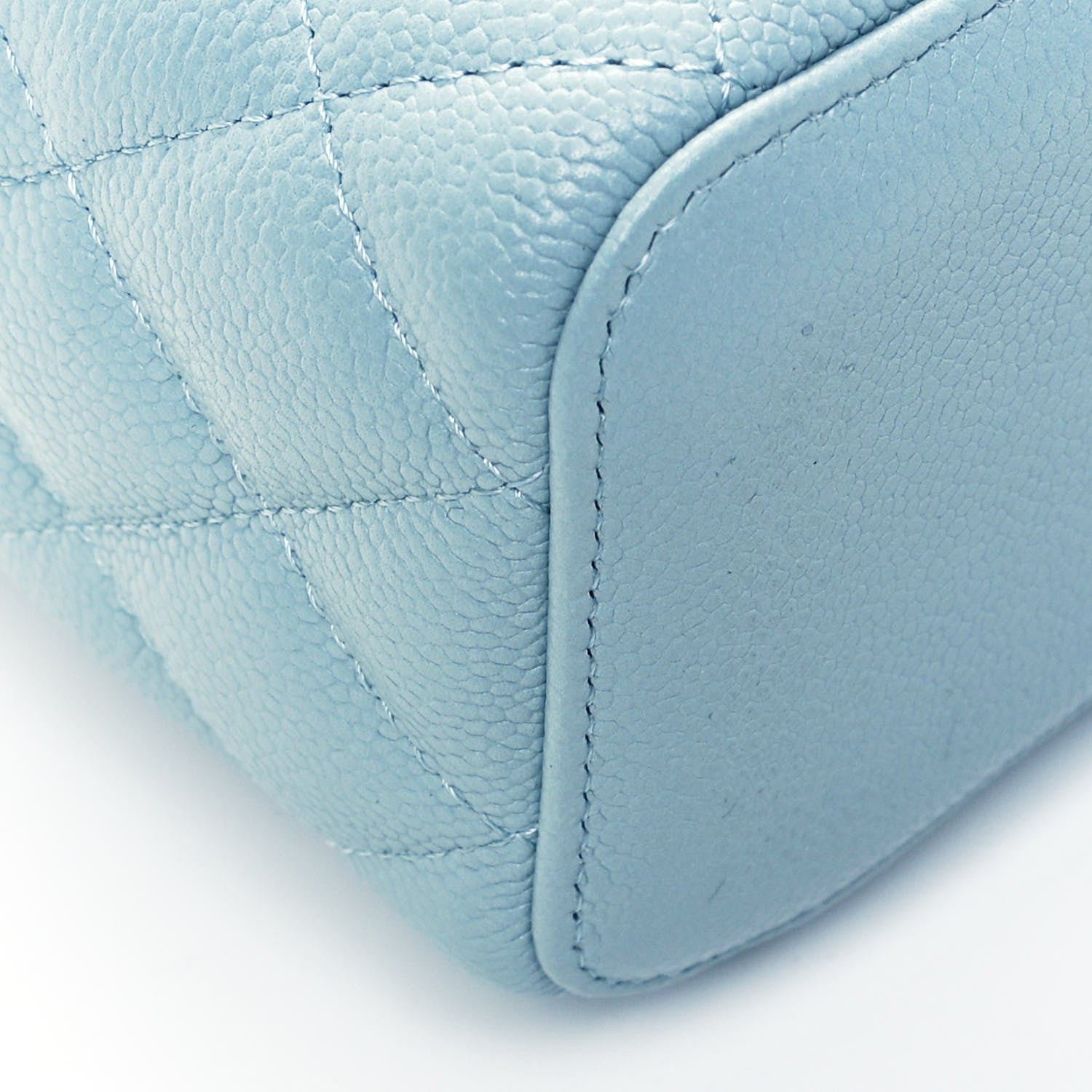 Chanel Caviar Quilted Small Tiny CC Vanity Case With Chain Light Blue 8 of 10