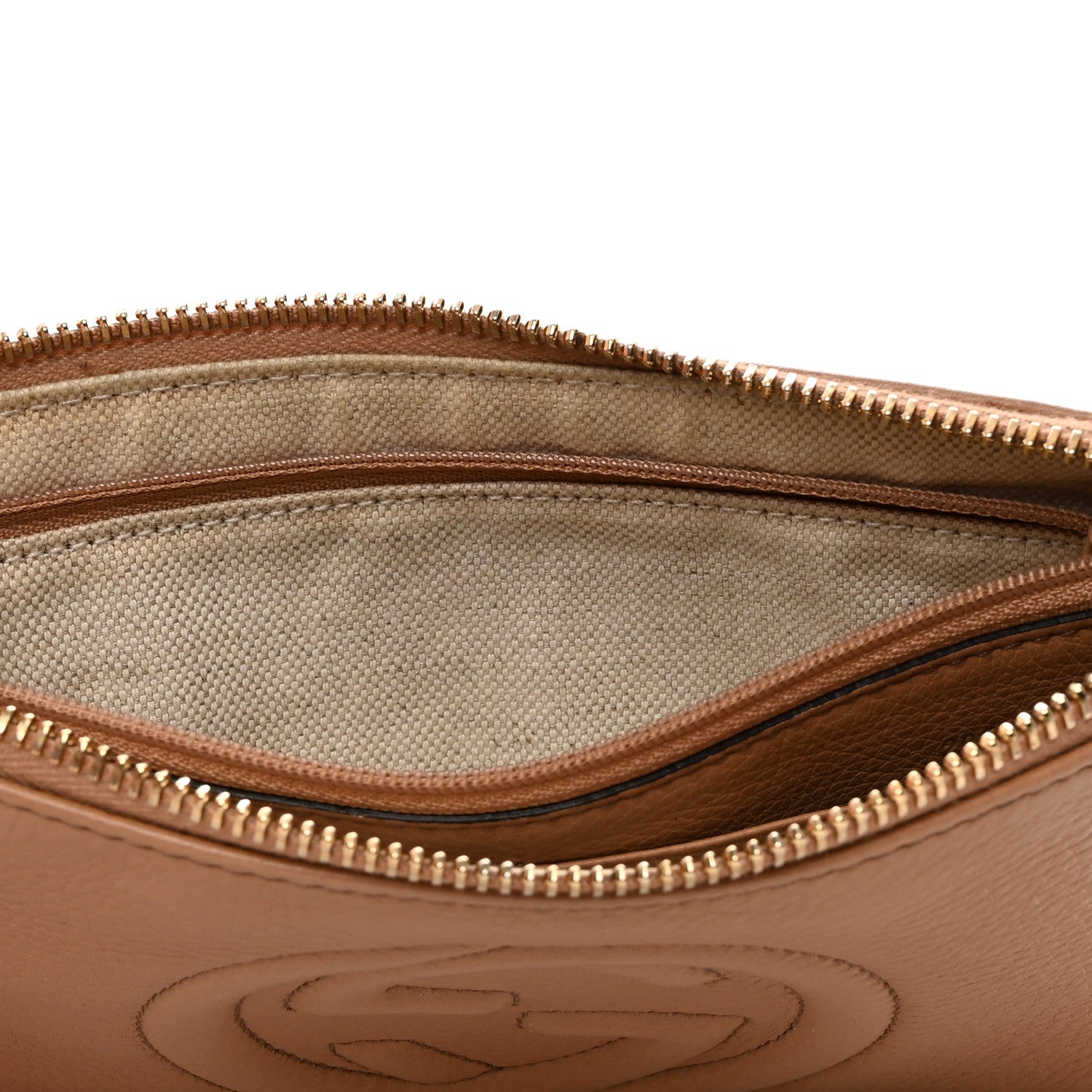 Gucci Pebbled Calfskin Soho Wristlet Camelia 8 of 9