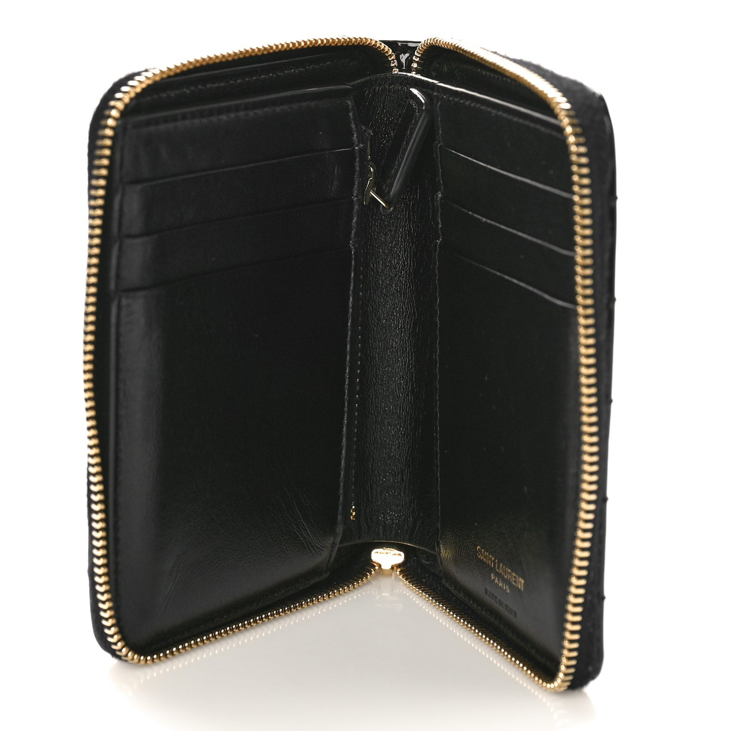 Patent Matelasse Monogram Vicky Zip Around Card Holder Black