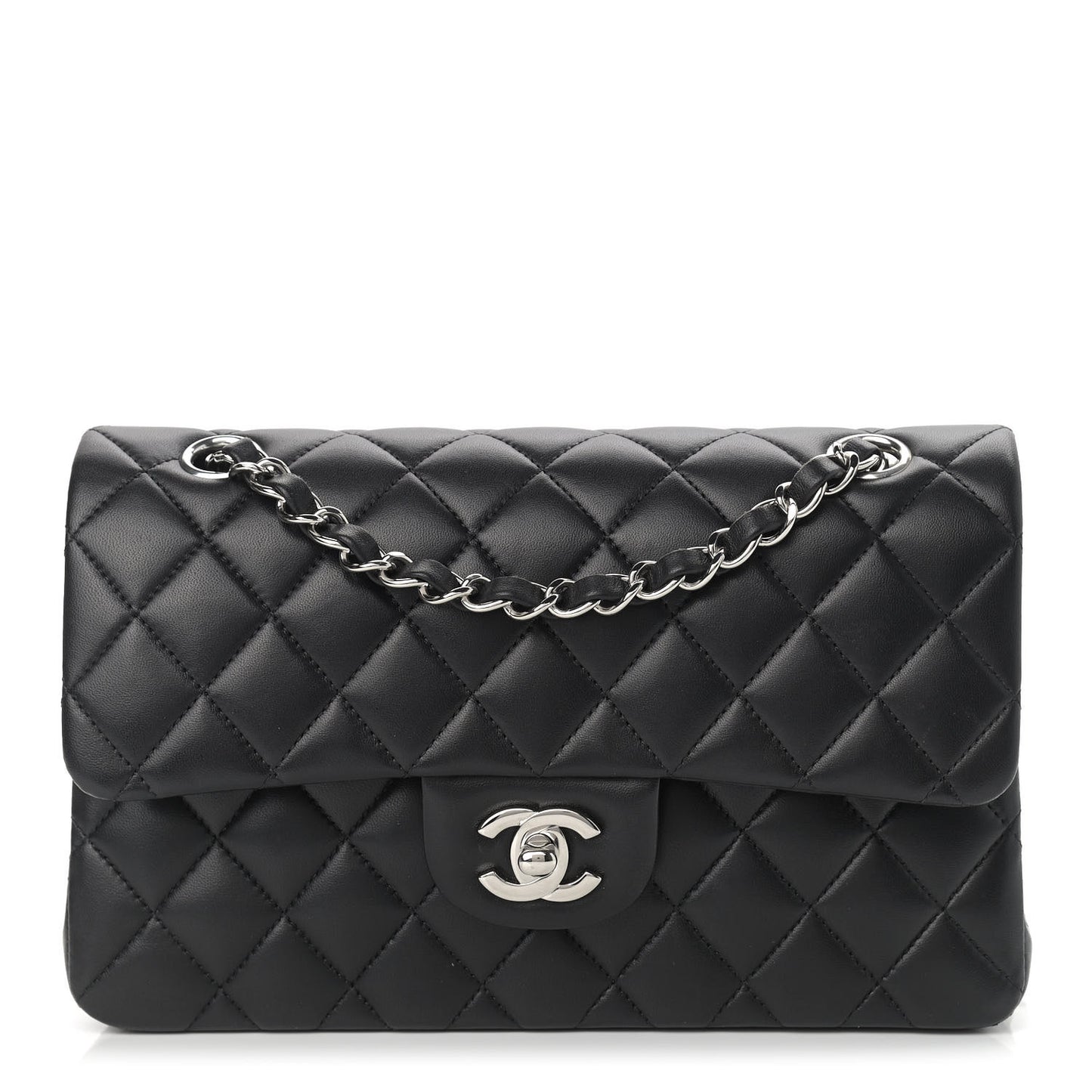 Lambskin Quilted Small Double Flap Black