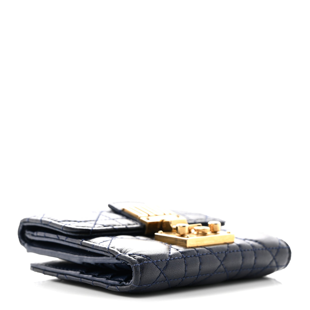 Christian Dior Lambskin Cannage Dioraddict Flap Wallet Navy 4 of 9