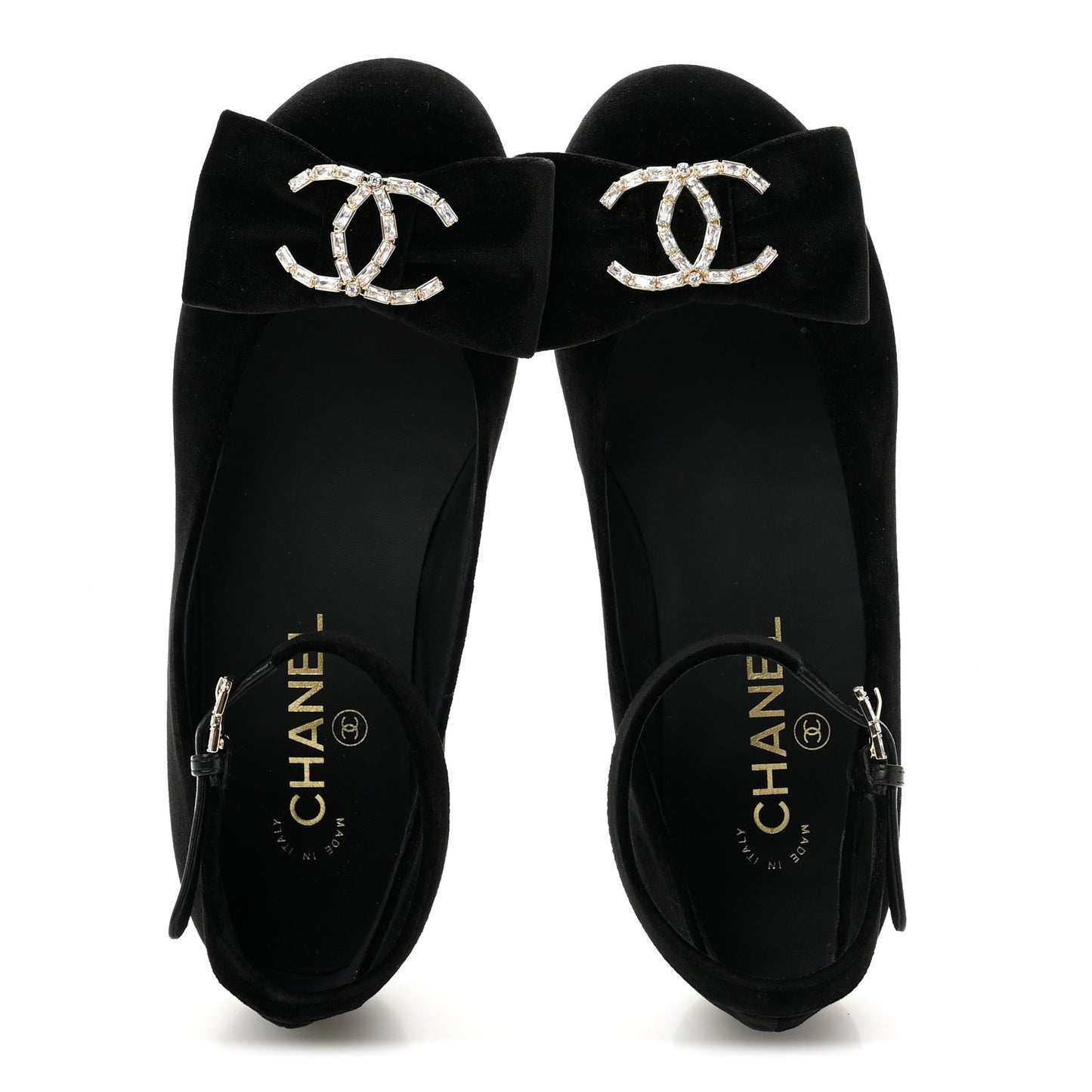 Velvet Strass CC Bow Mary Jane Flats 36 Black