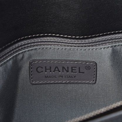 Chanel Sheepskin Chevron Quilted Mademoiselle Vintage Shopping Tote Dark Grey 6 of 11