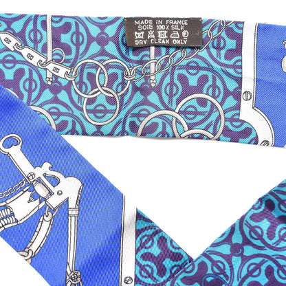 Hermes Silk Mors Et Gourmettes Remix Twilly Bleu Roy Turquoise Prune 3 of 6