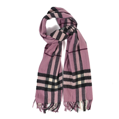 Burberry Cashmere Giant Icon Check Fringe Scarf Ash Rose 1 of 3