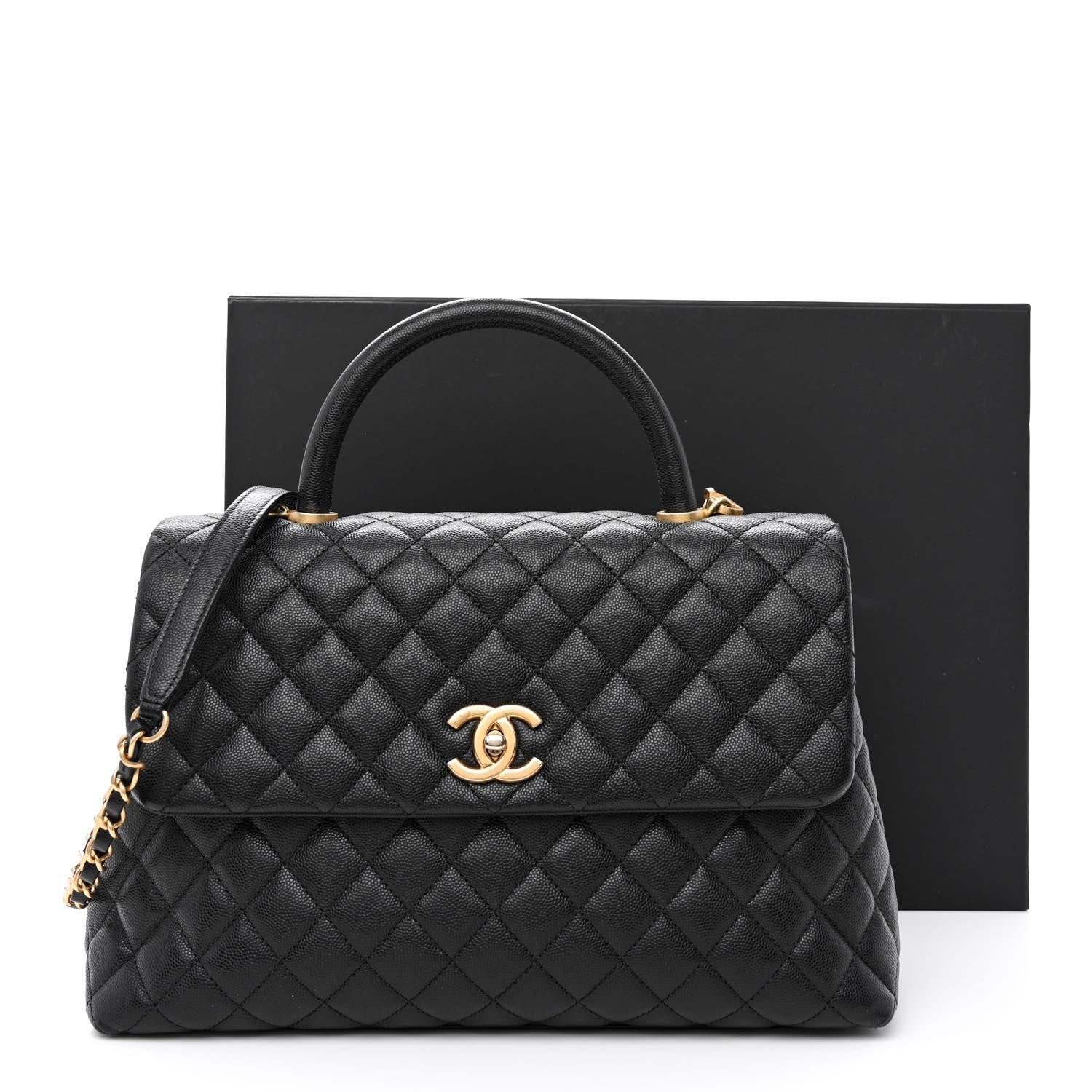 Chanel Caviar Quilted Medium Coco Handle Flap Black 11 of 11