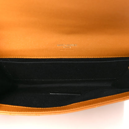 Saint Laurent Grain De Poudre Matelasse Chevron Monogram Cassandre Flap Pouch Senape Yellow 5 of 12
