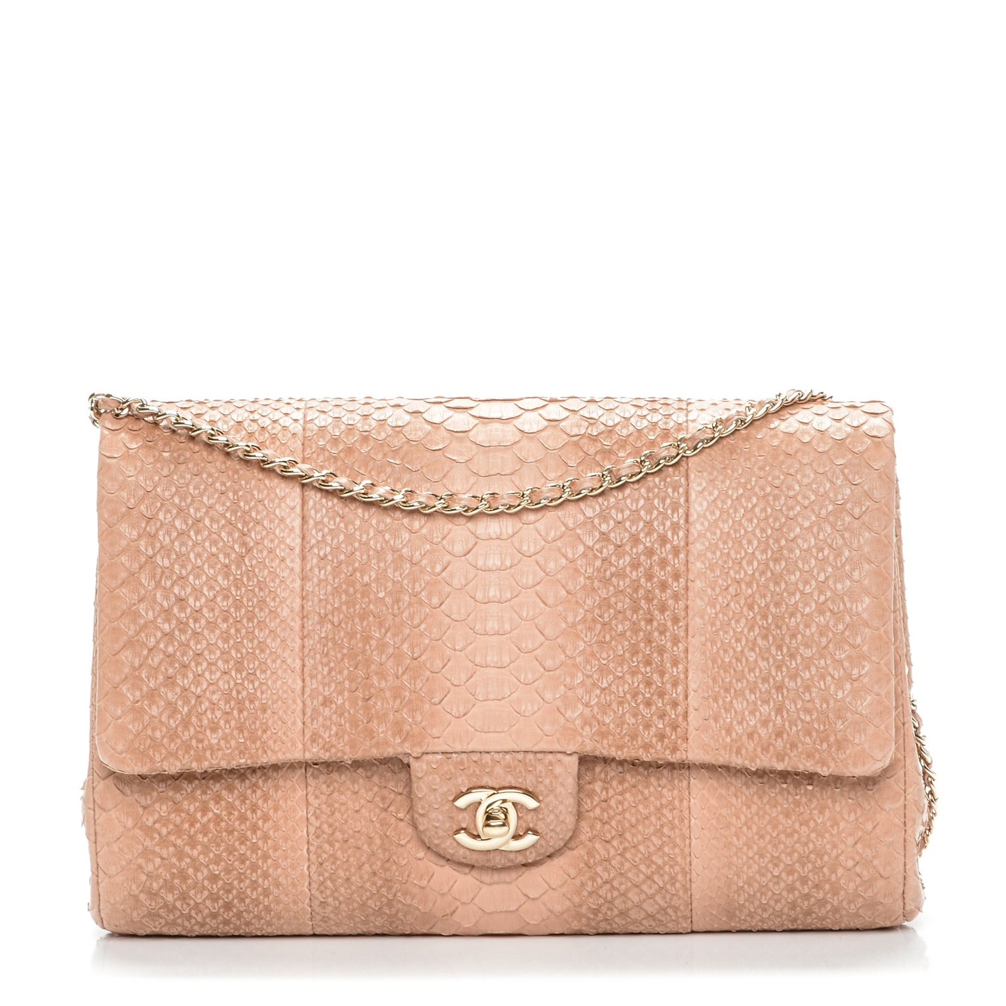 Python Clutch With Chain Flap Pink