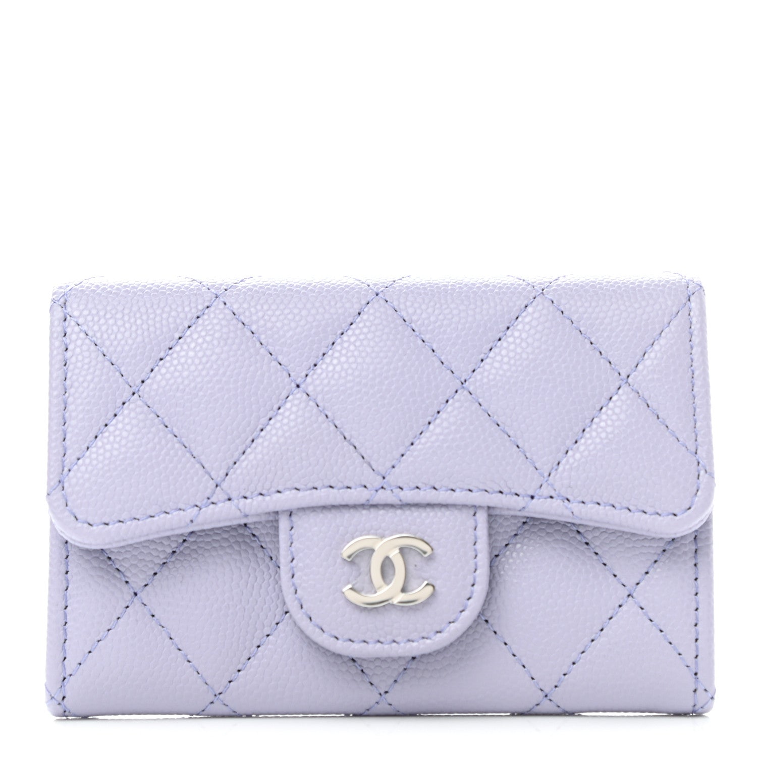 Chanel Caviar Quilted Flap Card Holder Wallet Light Purple 1 of 8