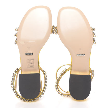 Gucci Nappa Silk Crystal Bertie T-Strap Low Heel Sandals 36 Gold 6 of 9
