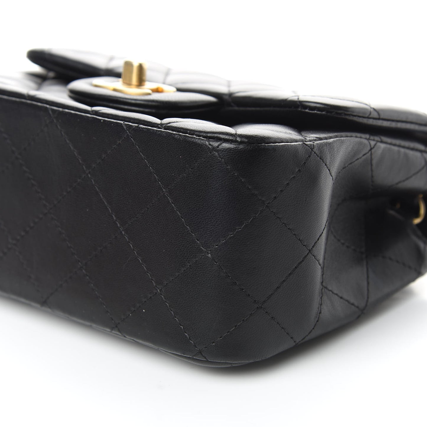 Lambskin Quilted Mini Square Flap Black