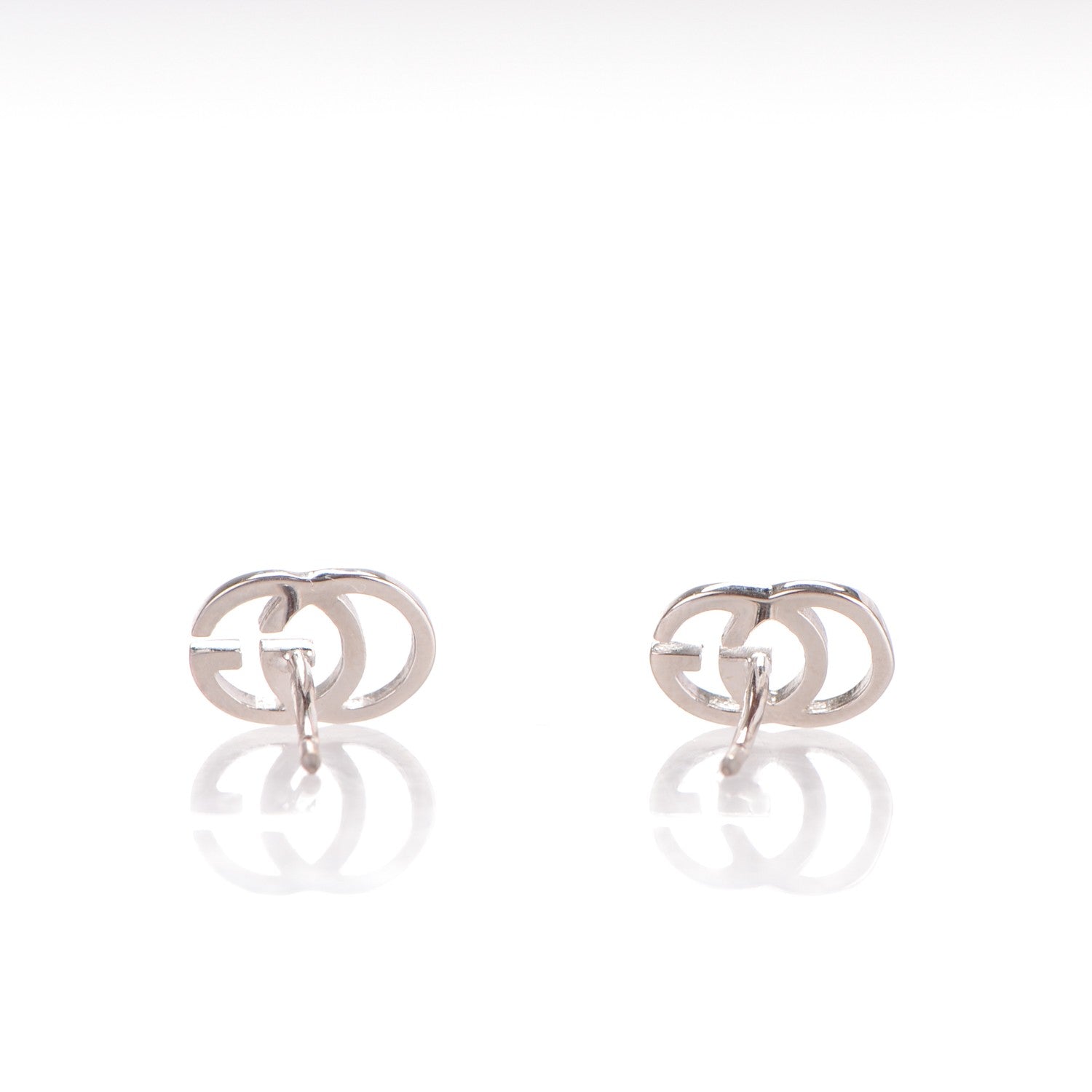 Gucci 18K White Gold GG Tissue Stud Earrings 3 of 5