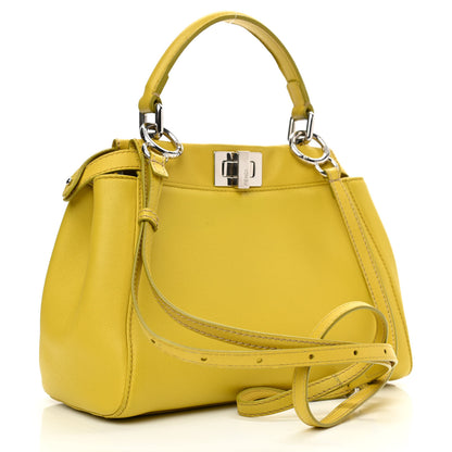 Fendi Nappa Mini Peekaboo Iconic Satchel Lime 3 of 11