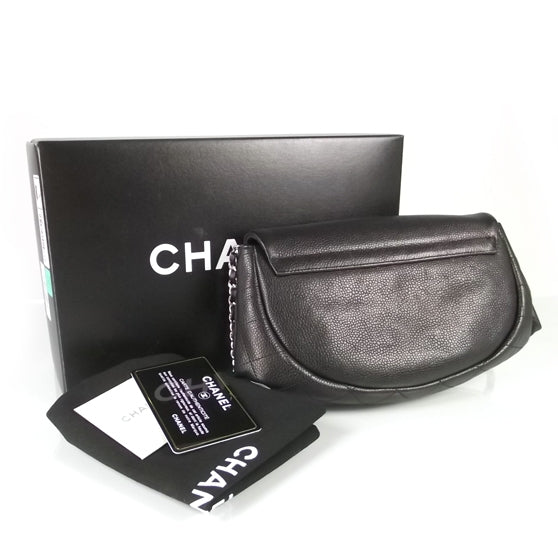 Caviar Half Moon Wallet On Chain Black