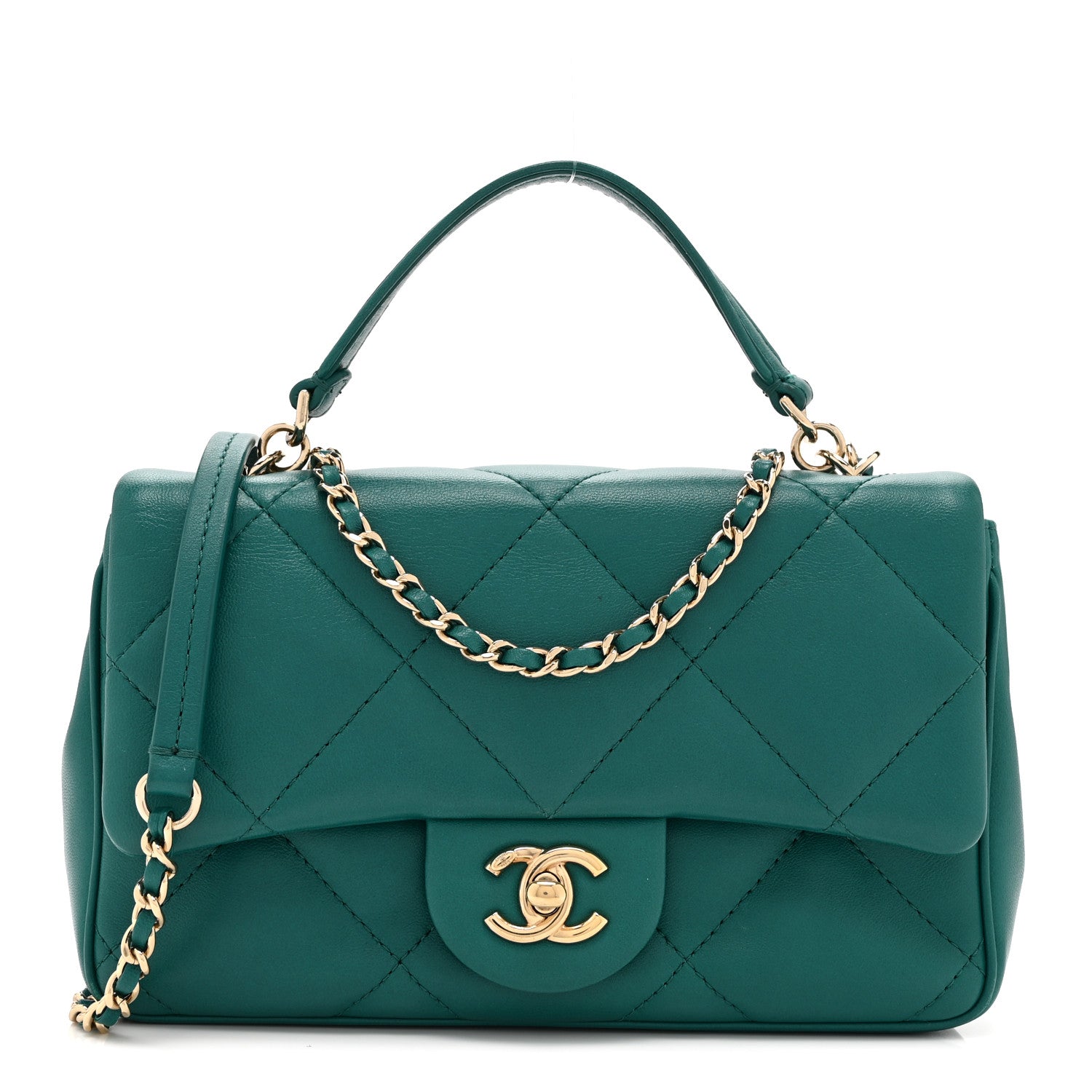 Chanel Lambskin Quilted Small Easy Carry Flap Green 1 of 10