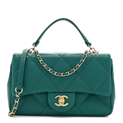 Chanel Lambskin Quilted Small Easy Carry Flap Green 1 of 10