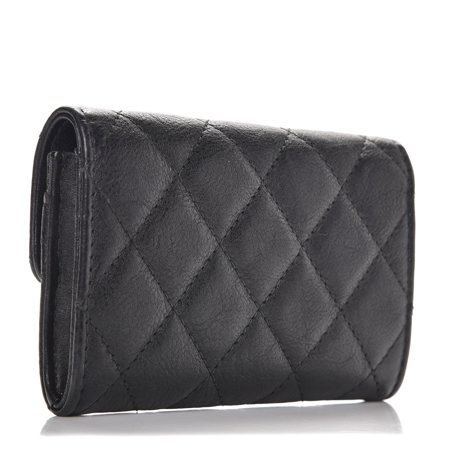 Crumpled Calfskin Quilted Card Holder So Black