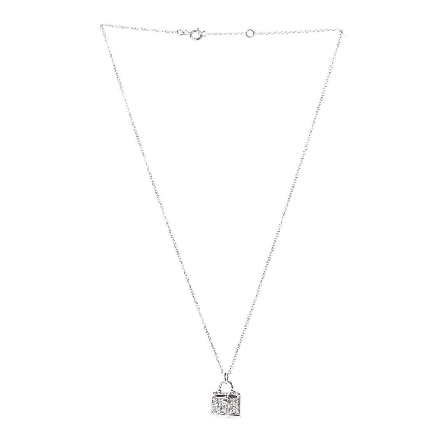 18K White Gold Diamond Kelly Amulette Pendant Necklace