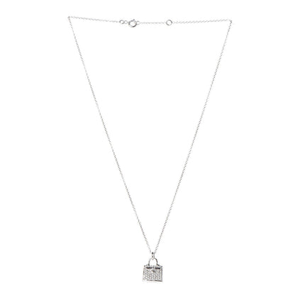 Hermes 18K White Gold Diamond Kelly Amulette Pendant Necklace 3 of 5