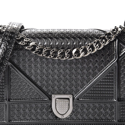 Christian Dior Metallic Patent Micro-Cannage Small Diorama Flap Bag Onyx Black 10 of 11