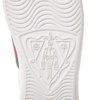 Gucci Calfskin Crocodile Web Ace Sneakers 35.8 White Blue 8 of 10