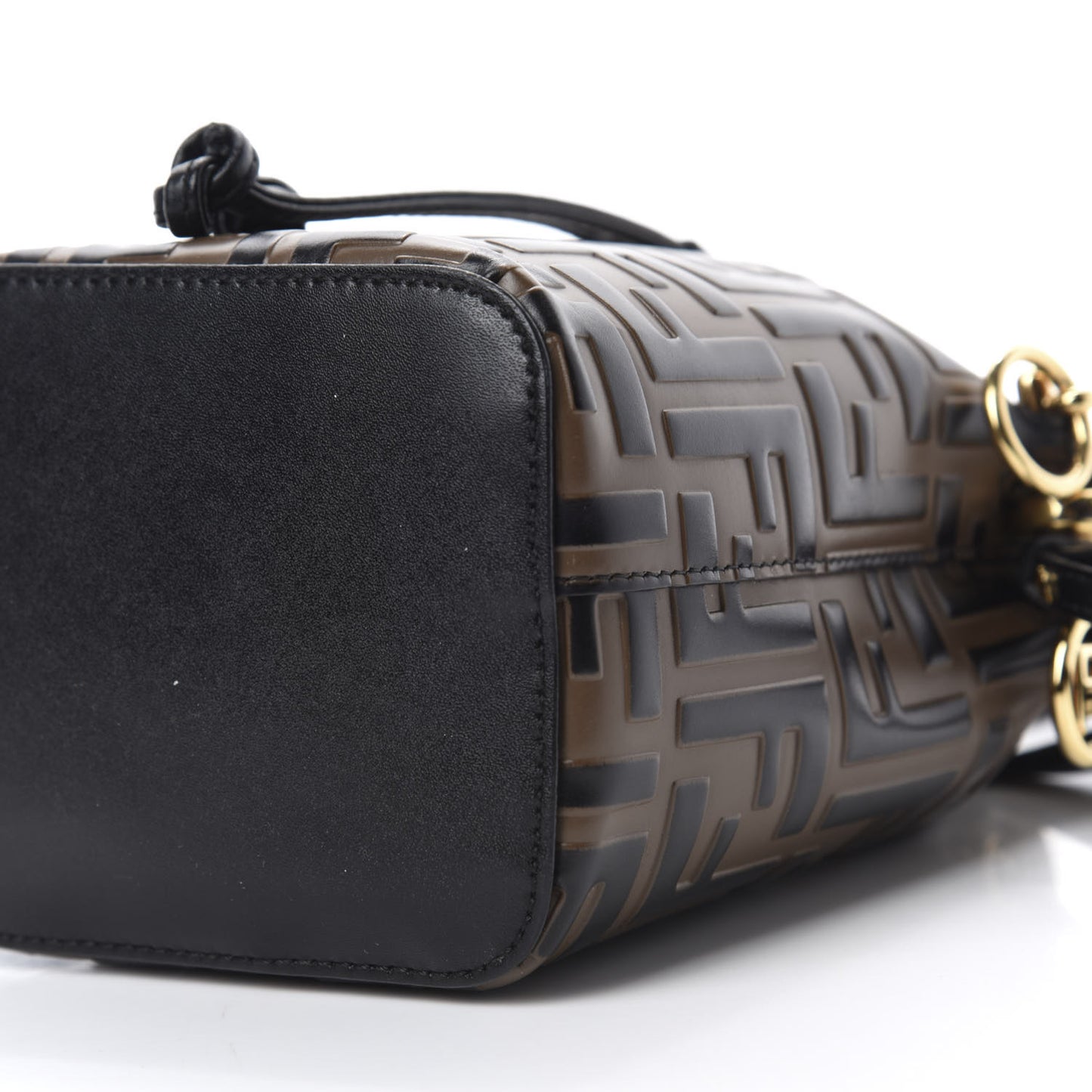 Vitello Liberty F is Fendi Bi-Color FF 1974 Embossed Mini Mon Tresor Bucket Bag Maya Black