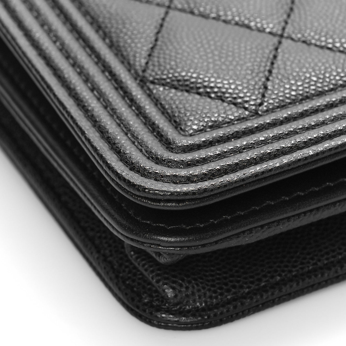 Caviar Quilted Boy Wallet On Chain WOC Black