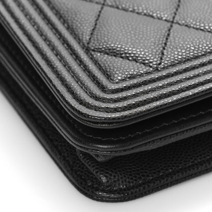 Chanel Caviar Quilted Boy Wallet On Chain WOC Black 8 of 10