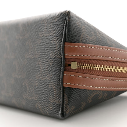Celine Triomphe Canvas Lambskin Clutch On Chain Tan 11 of 12