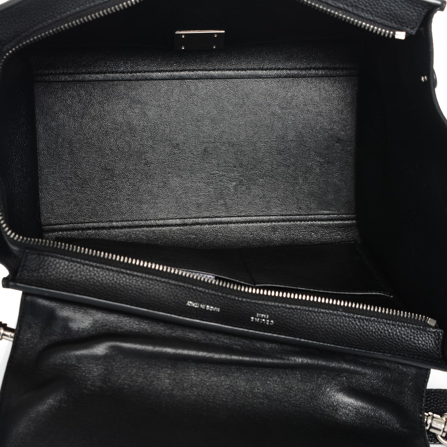 Drummed Calfskin Suede Small Trapeze Black