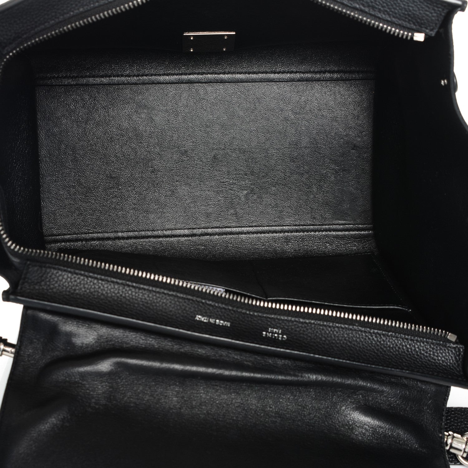 Celine Drummed Calfskin Suede Small Trapeze Black 6 of 7