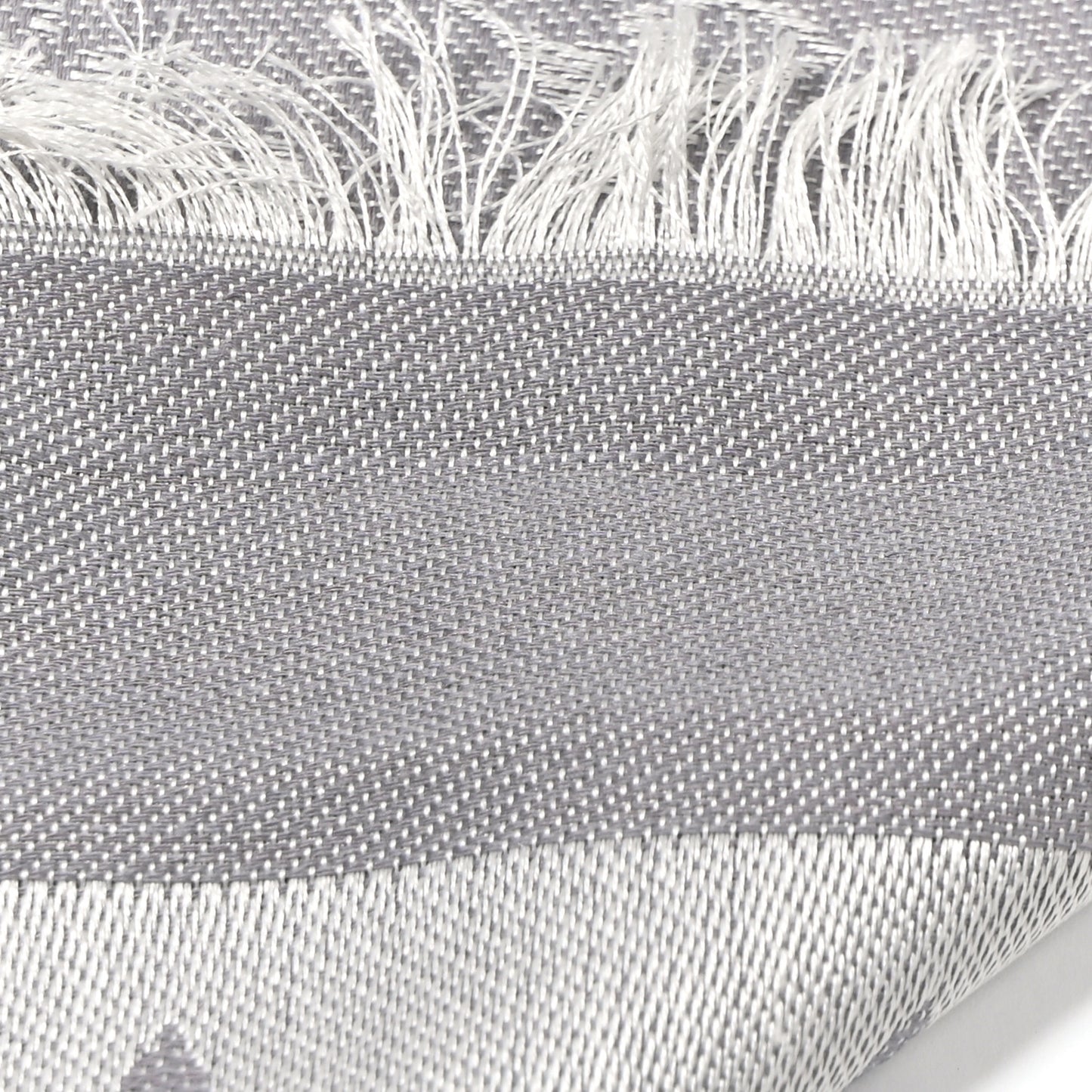 LOUIS VUITTON Wool Silk Monogram Denim Shawl Pearl Grey