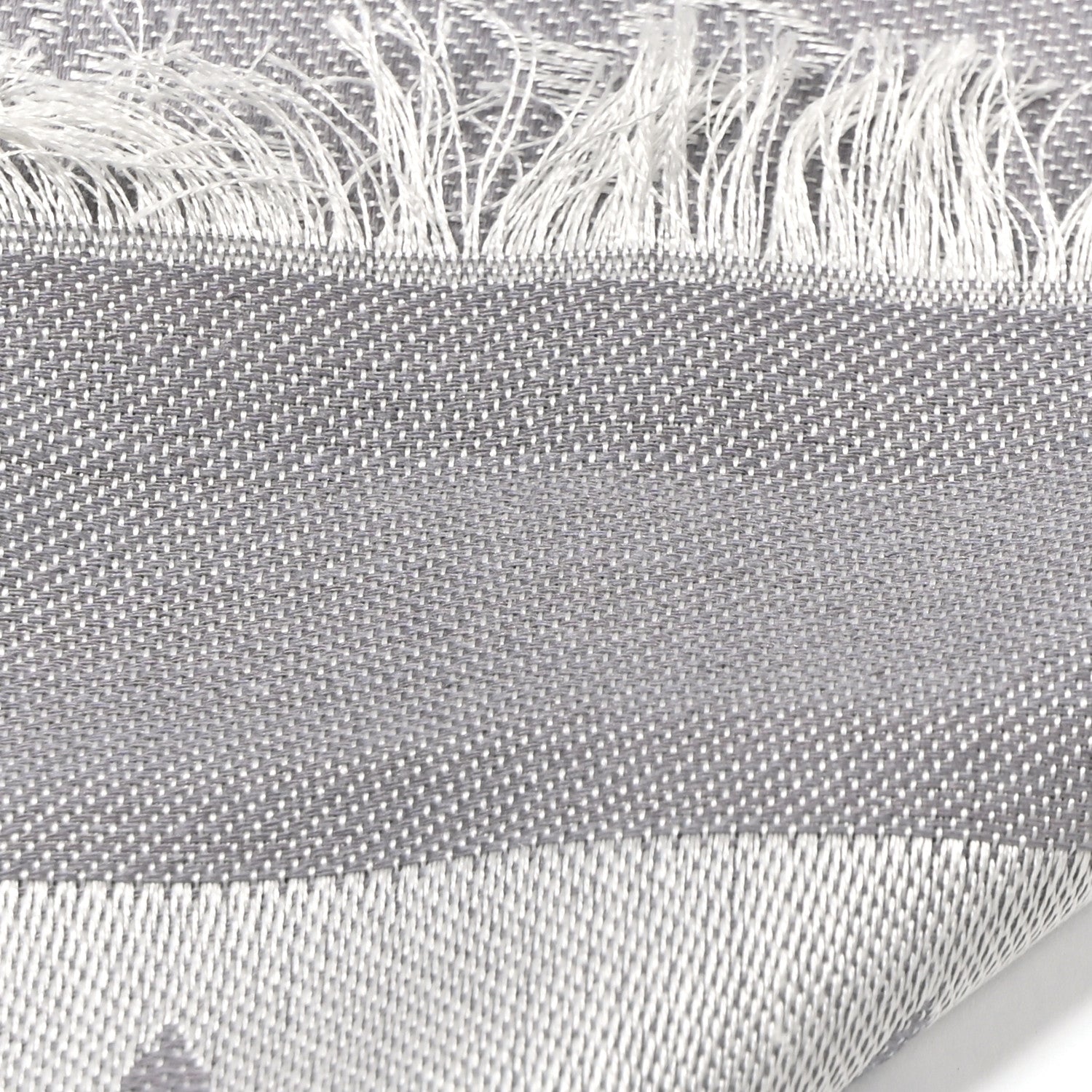 Louis Vuitton LOUIS VUITTON Wool Silk Monogram Denim Shawl Pearl Grey 5 of 6