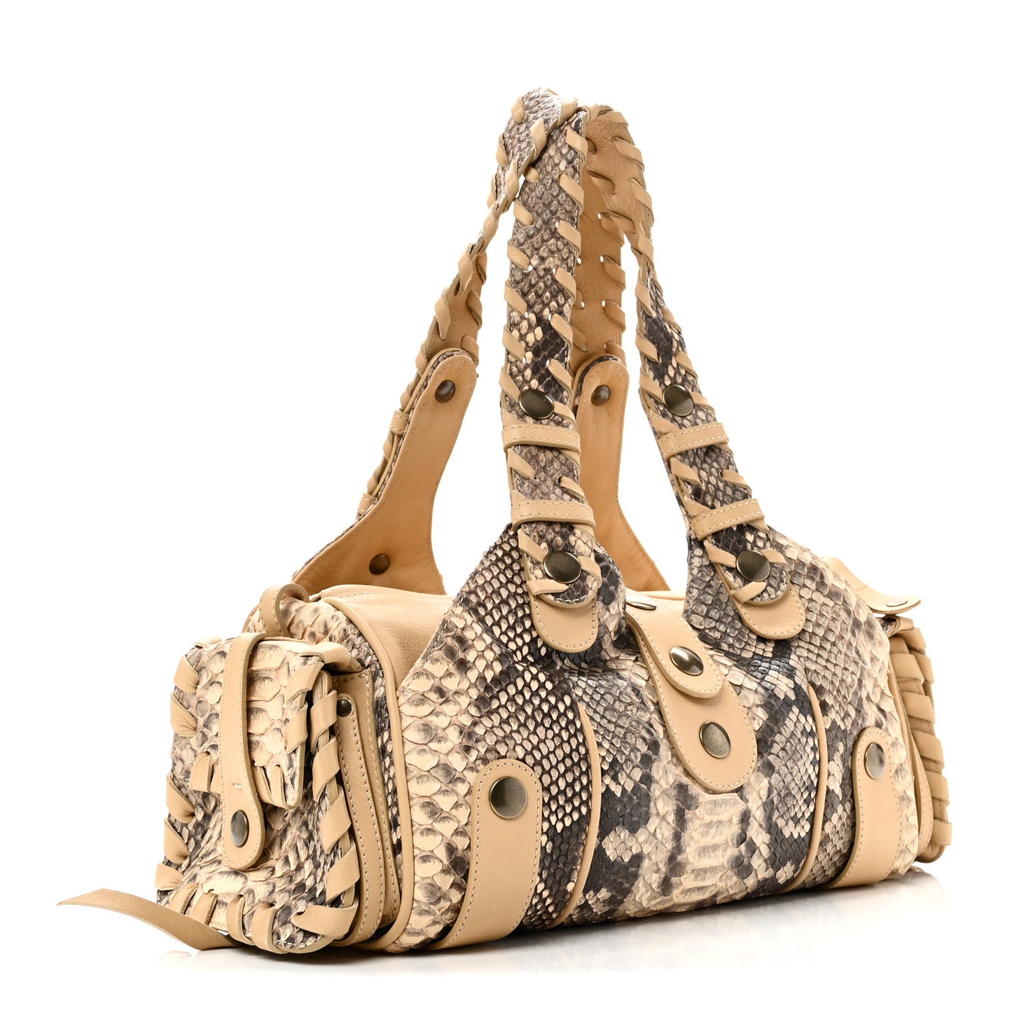 Snakeskin Calfskin Silverado Shoulder Bag Marbre