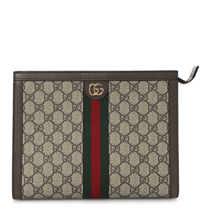 Gucci GG Supreme Monogram Web Ophidia Pouch Brown 1 of 22
