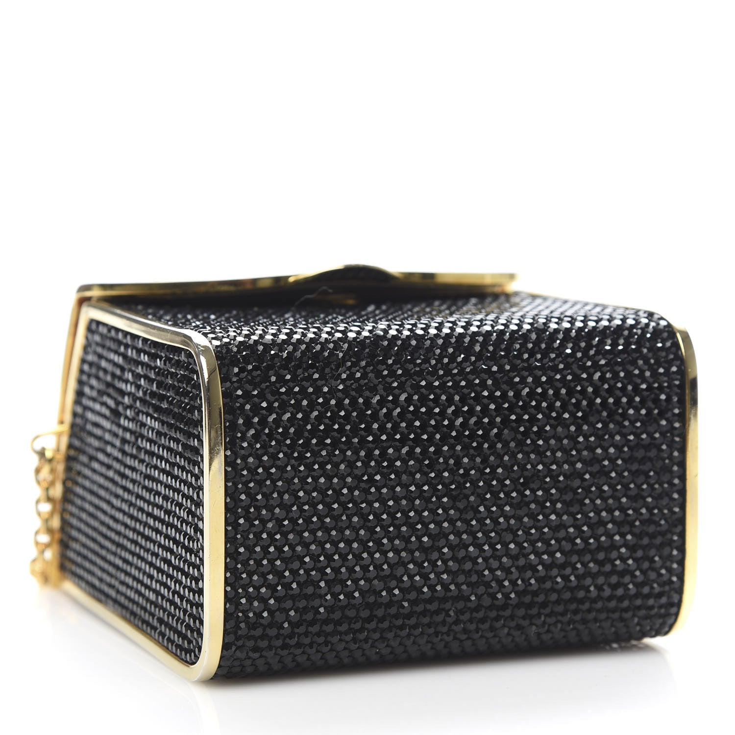 Judith Leiber Swarovski Crystal Minaudiere Clutch Black Gold 4 of 10