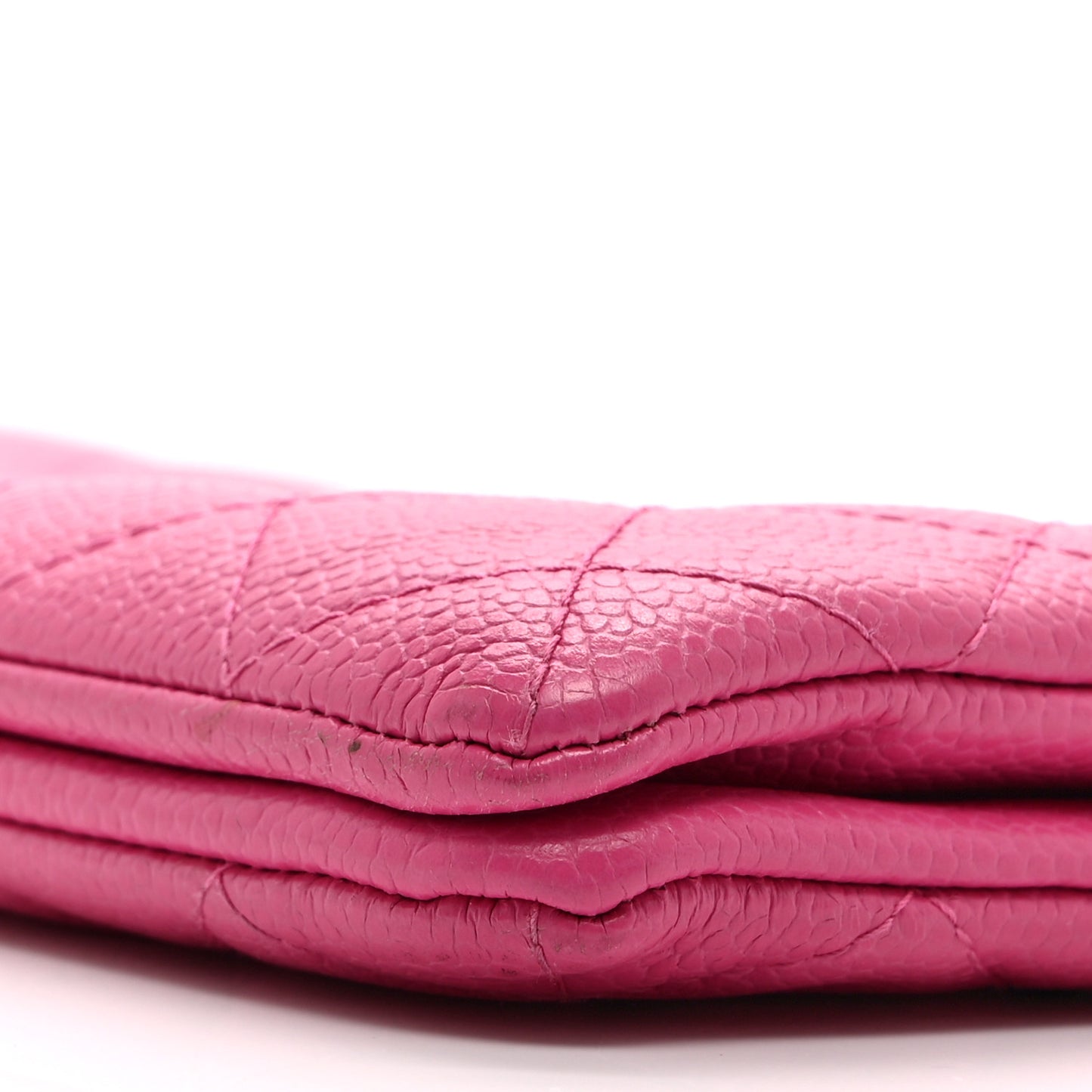 Caviar Quilted Enamel Zipped Clutch  Pink