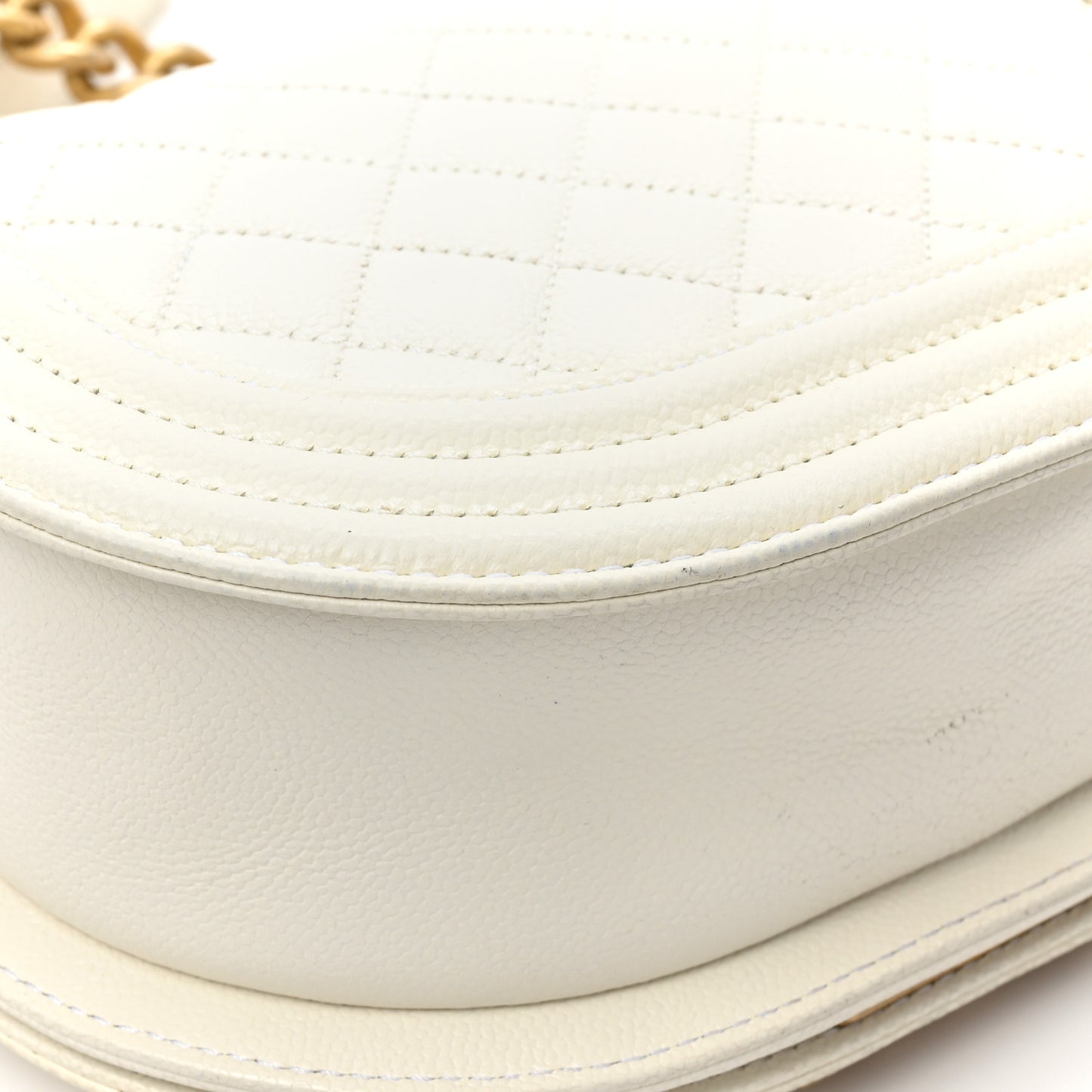 Caviar Quilted Small Boy Messenger Bag White