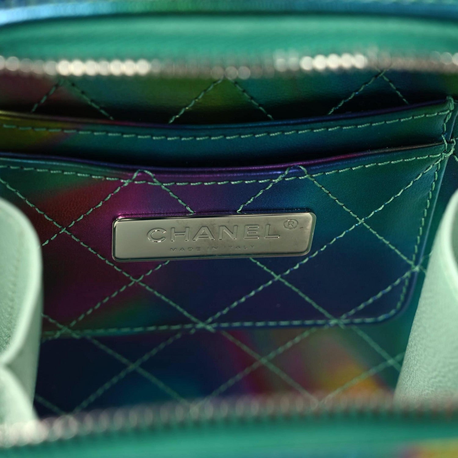 Chanel PVC Patent Calfskin Patent Lambskin Vertical Vanity Case Green 5 of 8