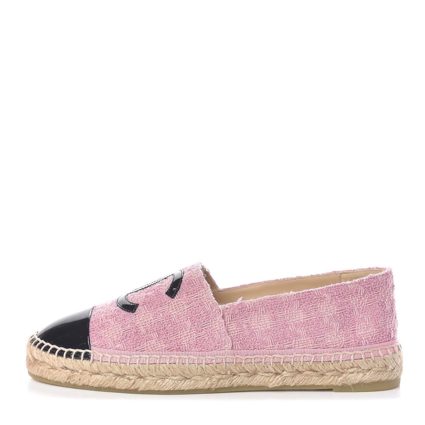 Tweed Patent CC Espadrilles 41 Pink Black