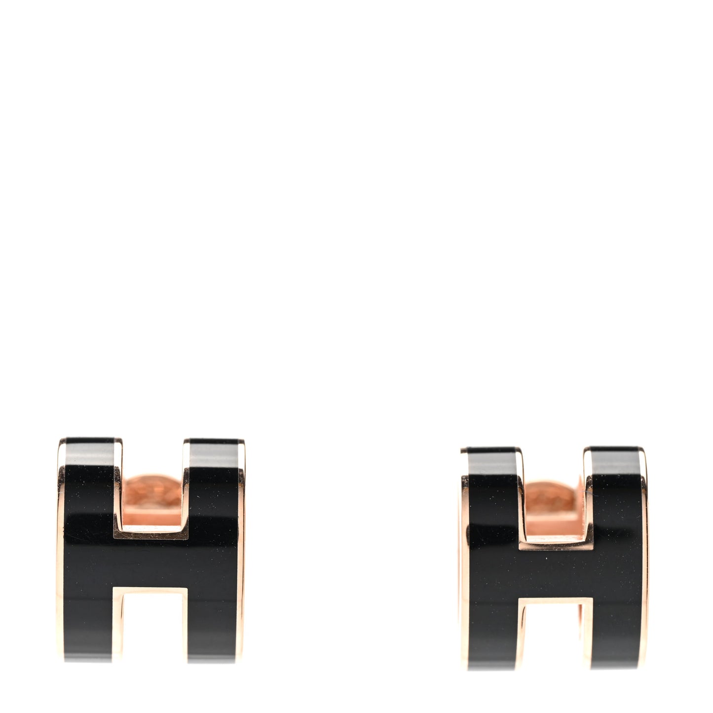Rose Gold Lacquered Pop H Earrings Black