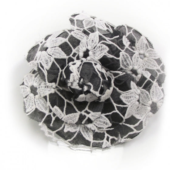 Embroidered Lace Camelia Pin Broach