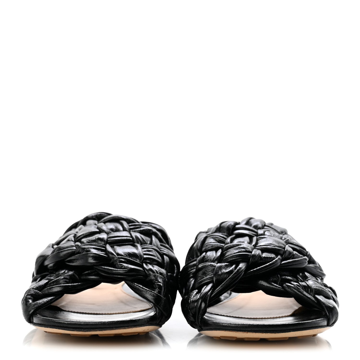 Bottega Veneta Shiny Nappa Intrecciato The Board Flat Sandals 36 Black 3 of 9