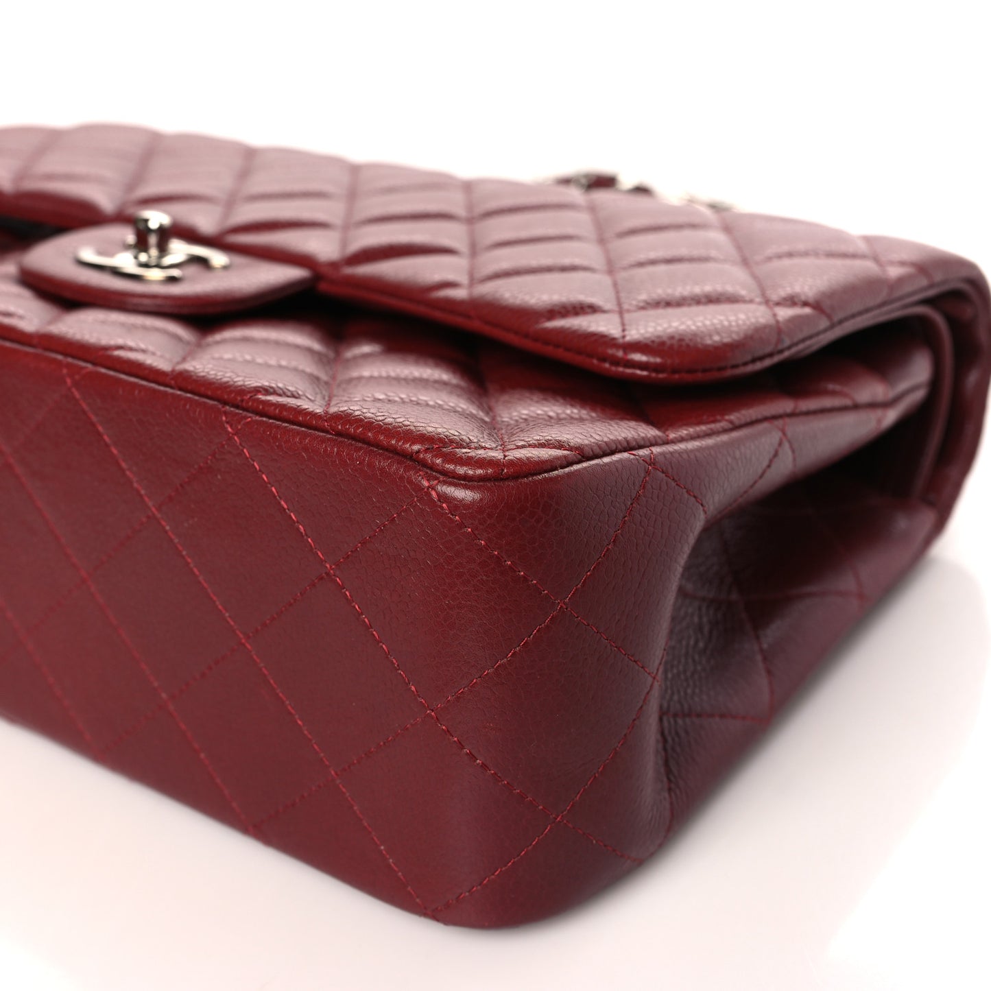 Caviar Quilted Jumbo Double Flap Burgundy
