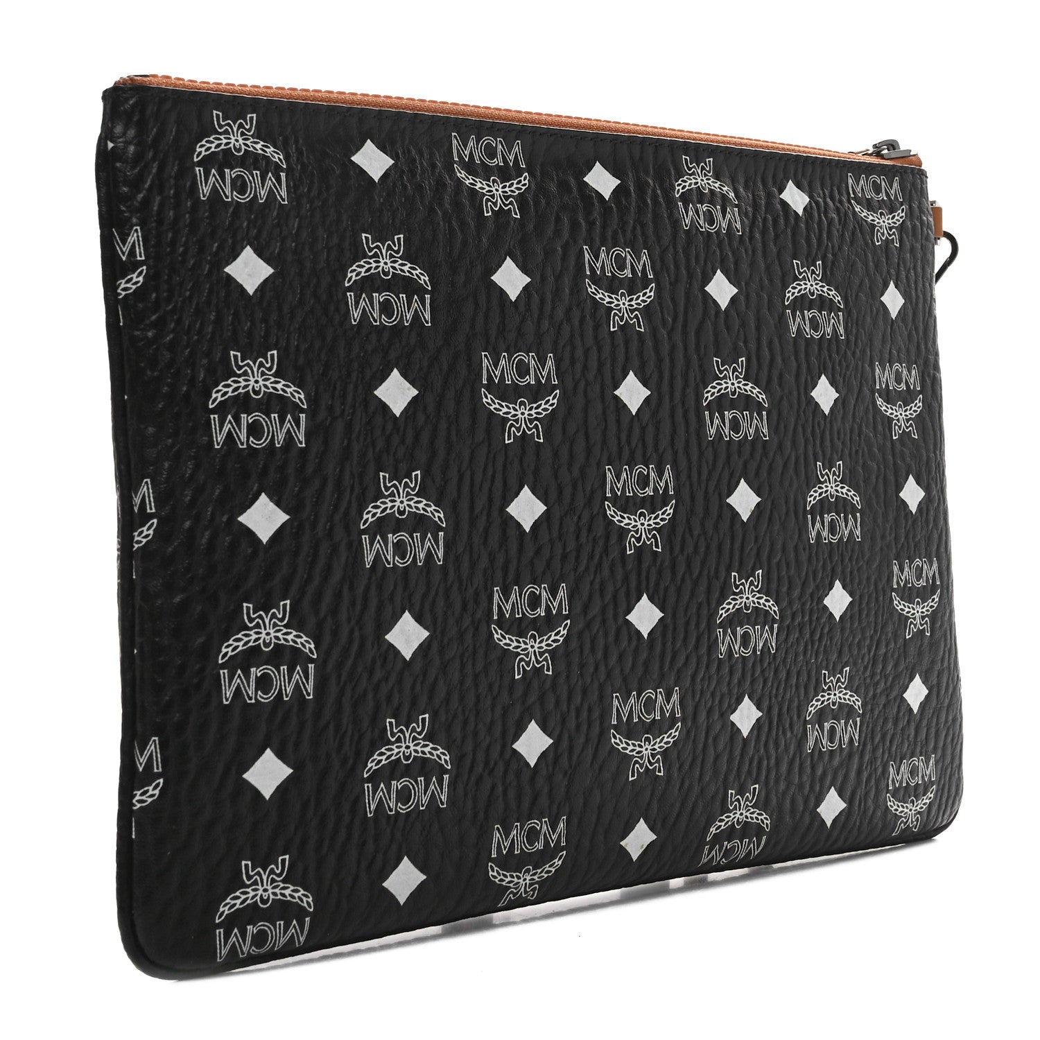 MCM Visetos Medium Stark Wristlet Pouch Black Cognac 3 of 8