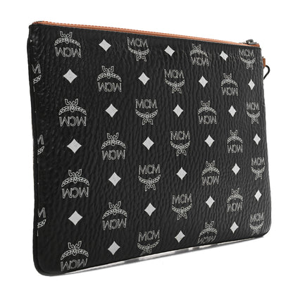 MCM Visetos Medium Stark Wristlet Pouch Black Cognac 3 of 8