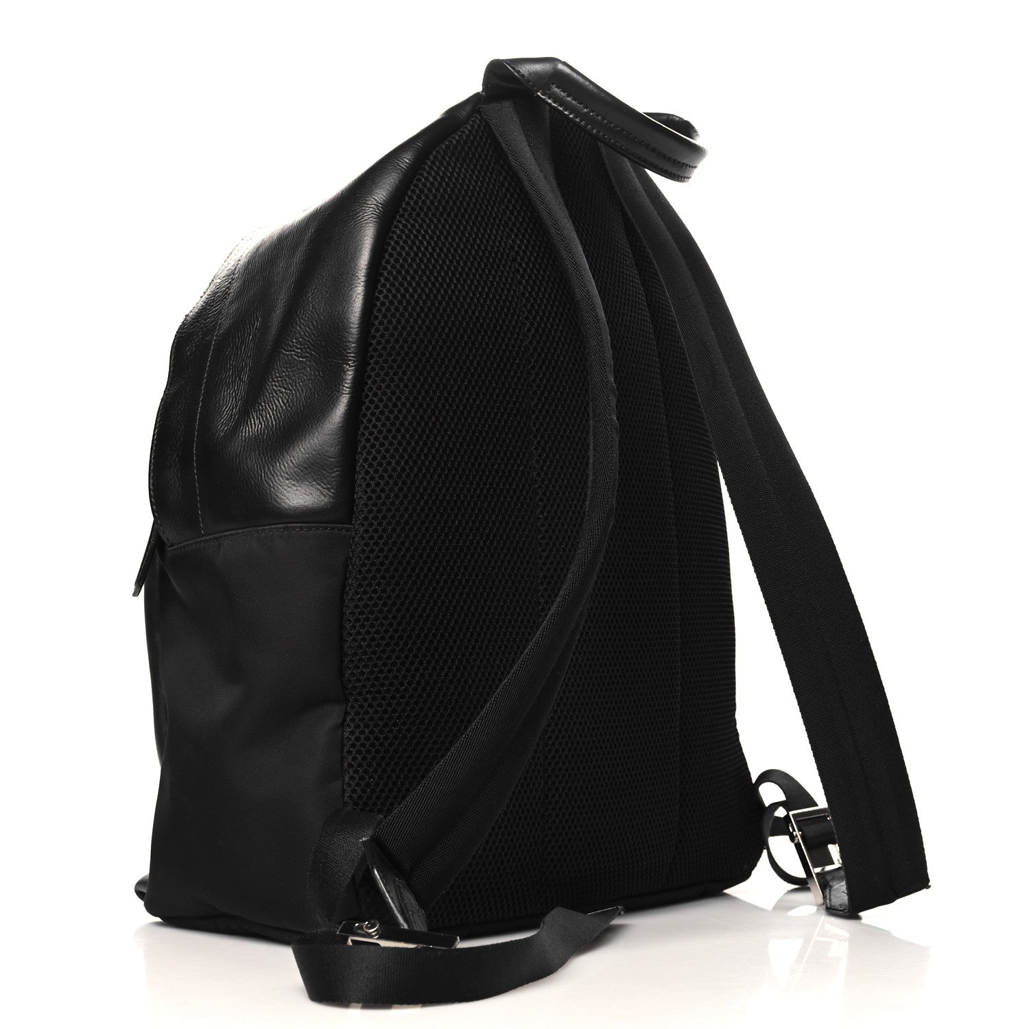 Fendi Nylon Vitello Liberty Vitello Dolce Monster Eyes Rounded Backpack Black Sunflower 3 of 11